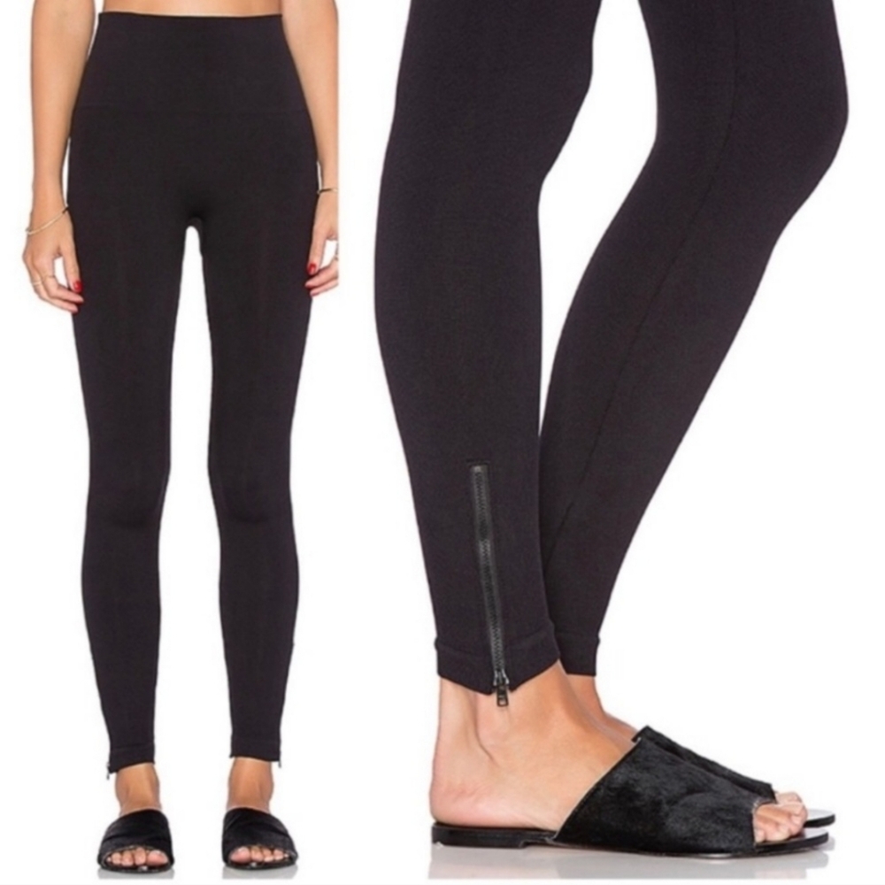Spanx Seamless Side Zip Leggings Black Medium